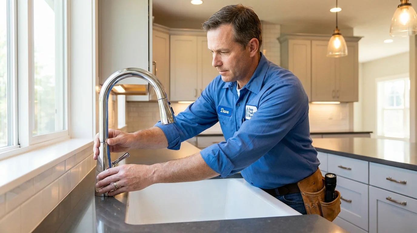 Kitchen faucet installation by Johns Plumbing LLC in East Falmouth