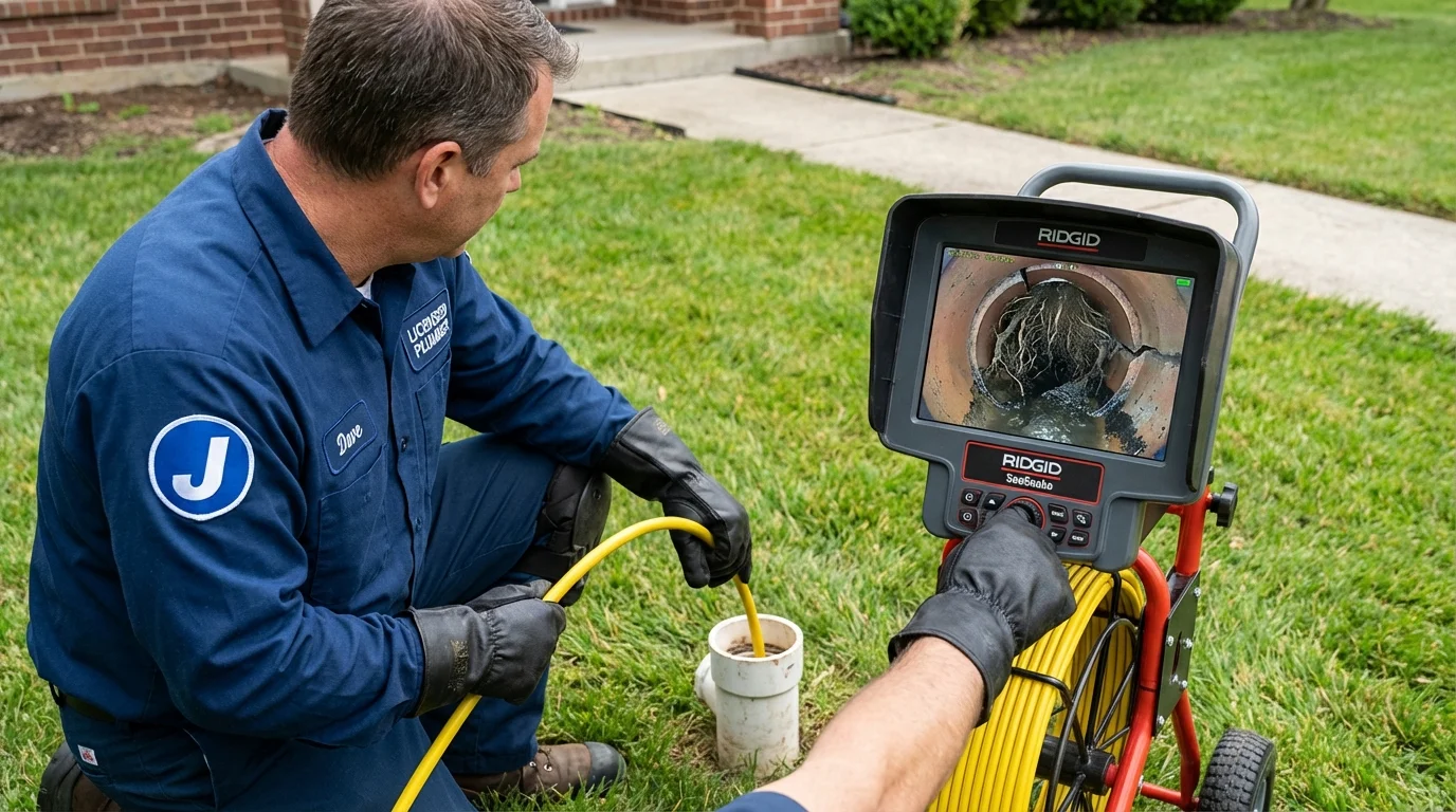 Sewer camera inspection being performed by Johns Plumbing LLC in East Falmouth